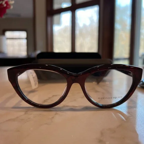 NWT Alexander McQueen AM0045OA Red/Tortoise Cat Eye Glasses Frames - Picture 7 of 12